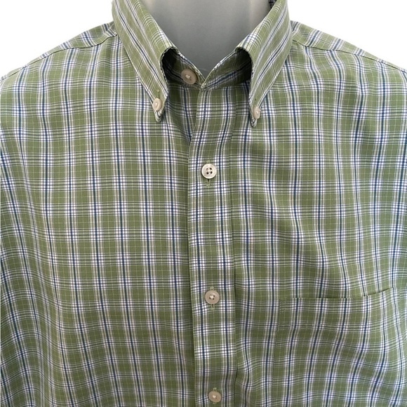 NORDSTROM Green Checkered Wrinkle Free Traditional Fit Shirt Men M Medium - Picture 2 of 6
